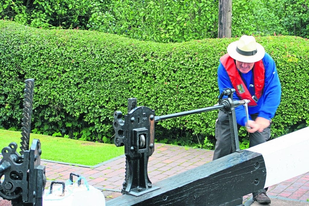 Using a windlass to operate Bratch Locks on the Staffordshire & Worcestershire Canal