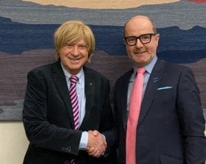 Michael Fabricant MP shakes hands with Paul Rodgers, IWA national chairman