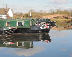 narrowboats in basin