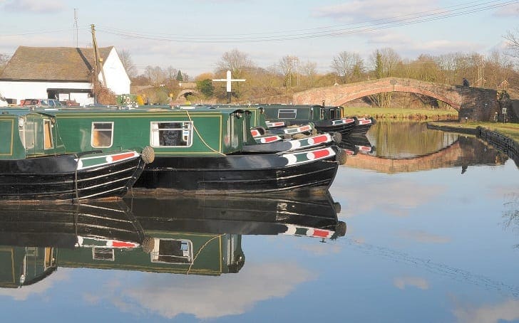 narrowboats in basin