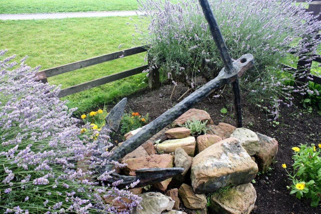 A historic19th century commercial boat anchor, rescued from the bottom  of the River Weaver Navigation