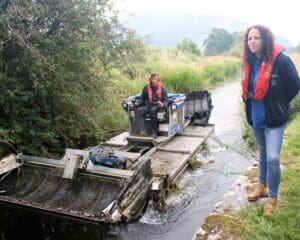 Canal & River Trust’s Lancaster Canal operations manager Angela Parkinson Green assessing invasive weeds on the Lancaster Canal’s disused Northern Reaches, near Crooklands, Kendal