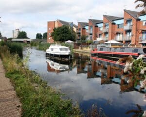 Sefton Bootle canal boat moored, plus boat