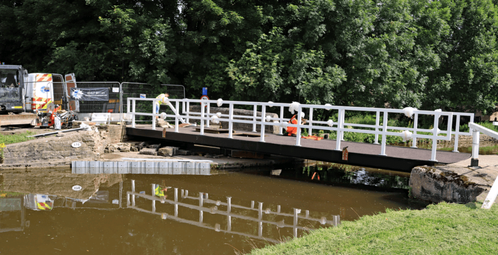 Work continues on the replacement of the Gawflat swing bridge