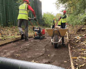 Installing the new footpath along the Burslem Branch