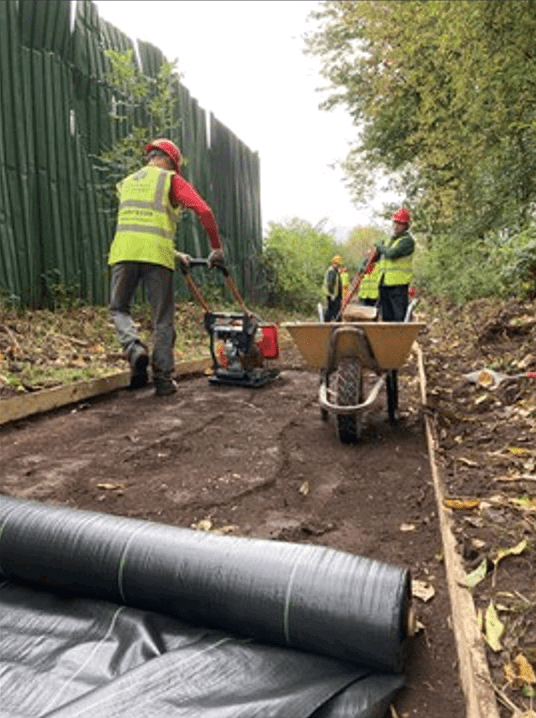 Installing the new footpath along the Burslem Branch