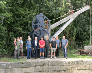 Stover Canal Trust and IWA members in front of the restored Ventiford crane.