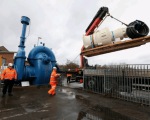 The old and the new – the blue ‘snail pump’ was in use from 1963-2000. Its 2021 equivalents replace a more recent sent of pumps.