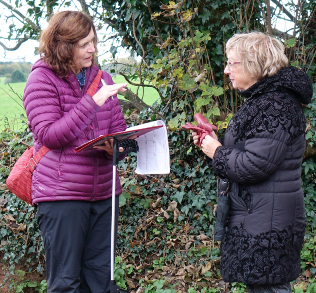 Seasalt's Donna Walker interviewing Linda Wright, a regular visitor to the Lichfield Canal towpaths.