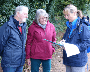 Lichfield Canal route visitors Graham and Wendy Edmondson give their views to Seasalt worker Jane Cook. The couple, who have been living in France, were visiting a brother in Lichfield before moving to Lincolnshire.