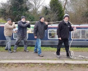 The Worcester-Birmingham & Droitwich Canals Society sponsored boat push
