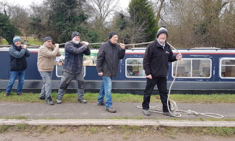 The Worcester-Birmingham & Droitwich Canals Society sponsored boat push