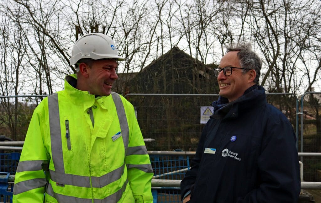CRT chief executive Richard Parry, right chatting with Simon Lockett one of the work team involved with the project.