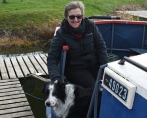 Nicky and Blaze linger during a morning walk along the towpath.