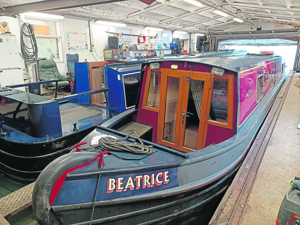 Narrowboats in the dock.