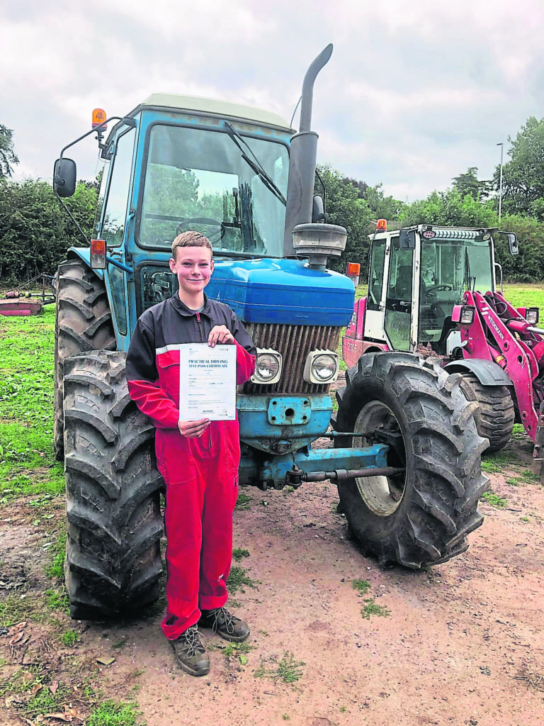 Tom Wright after gaining his tractor licence. PHOTO: LHCRT