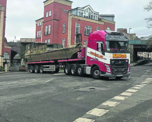 Arriving at Stroud on the back of a lorry.