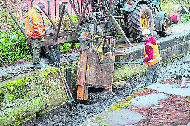 Getting the gates into position was no easy task.