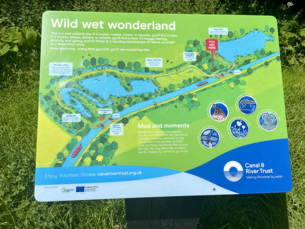 One of Sophie Fosters engaging information boards at Aston Lock