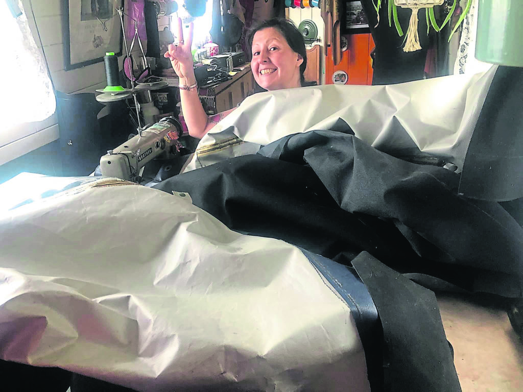 Lena at work on her narrowboat Infinity