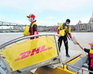 DHL riverboat handover with St. Pauls