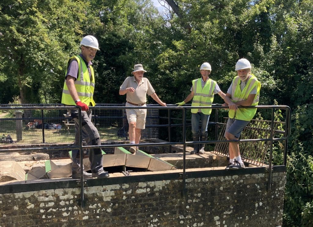 Some of the waterwheel restoration team