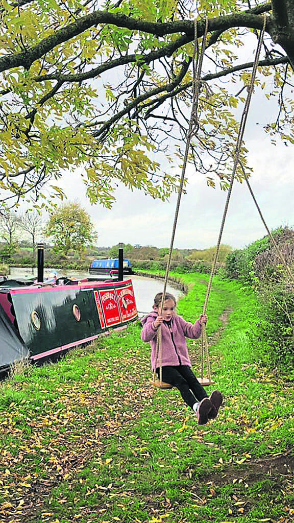 Grace having fun on the towpath.