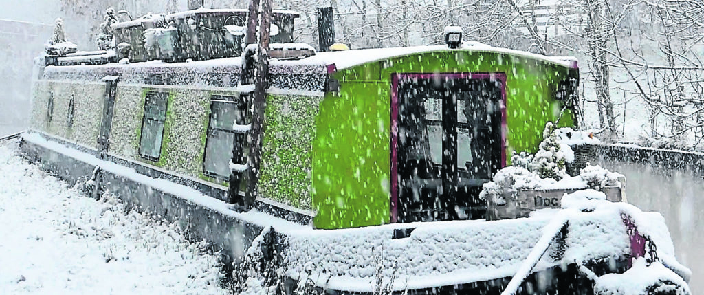 Dave’s narrowboat on a winter’s day