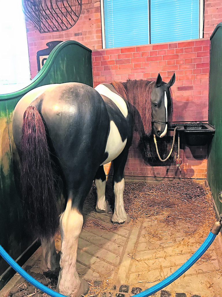 The horse model on the first floor.