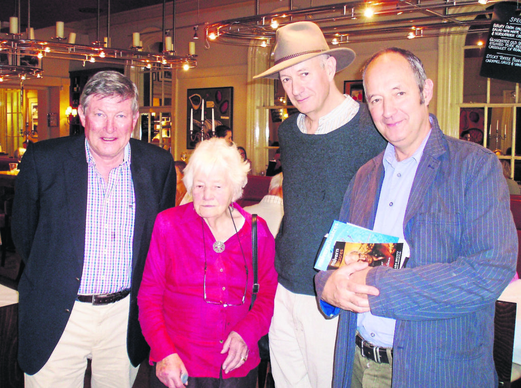 Tim Coghlan with Sonia Rolt and her two sons Richard and her Tim (right) – a lot of Tims about! –after the Cheltenham Lit Fest presentation. PHOTO: TIM COGHLAN COLLECTION