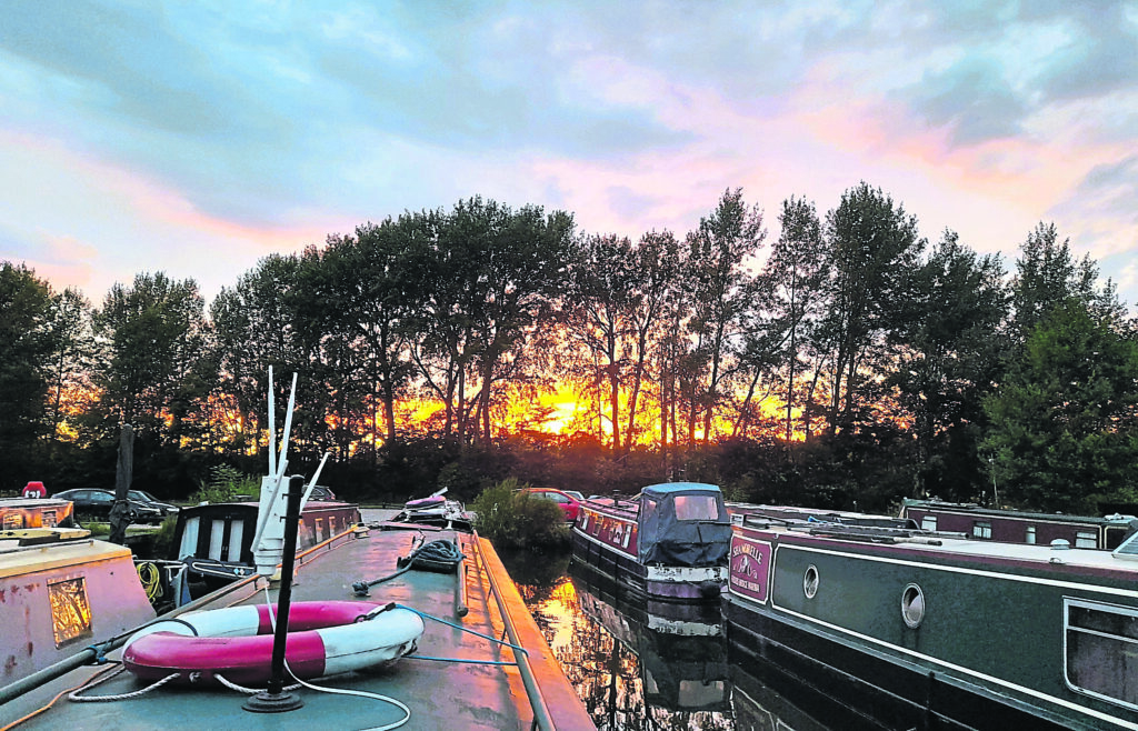 A stunning sunset seen from narrowboat Emma Ridgeon. It’s easy to see the appeal for Marcelo and Martin.