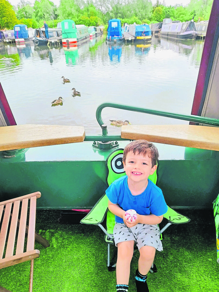 Son Martin clearly approved of life on board Emma Ridgeon; the smile says it all.