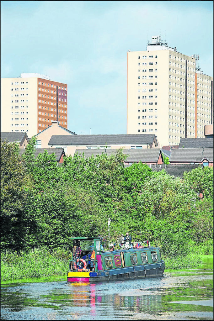 Boating on the Forth & Clyde in the heart of Glasgow. Excess flood water will be diverted into the River Kelvin. PHOTO: PETER SANDGROUND
