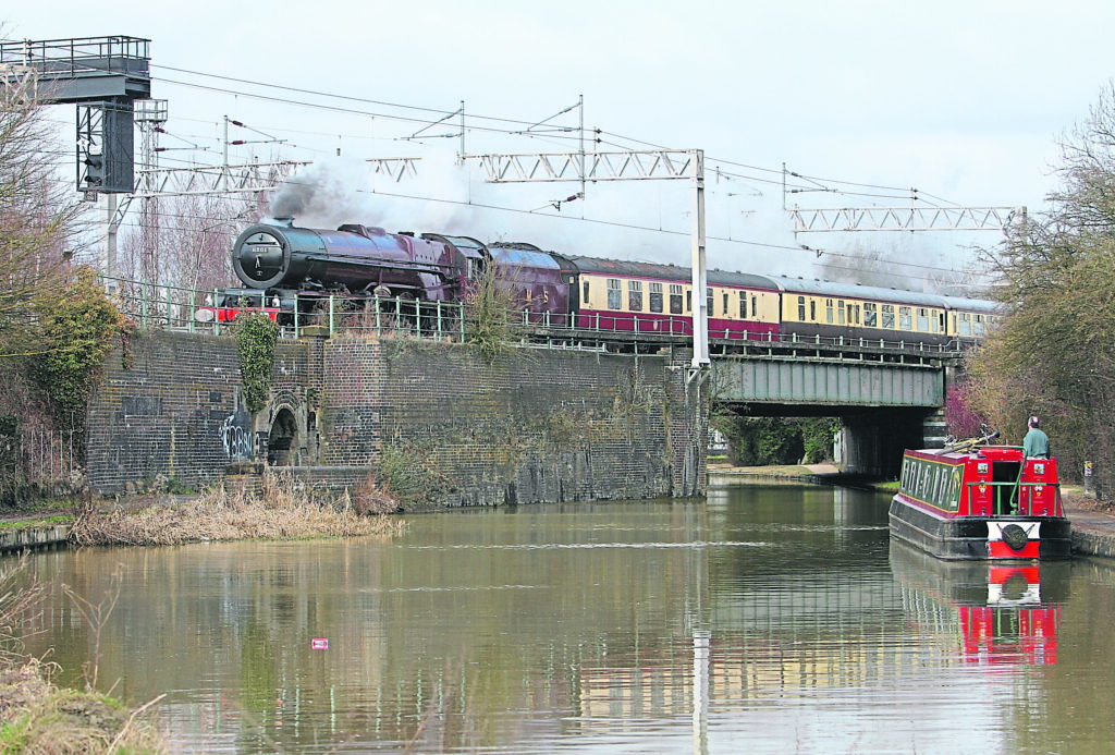 LMS Princess Royal class locomotive No. 6201 Princess Elizabeth crosses the Grand Union Canal at Wolverton on March 3, 2010.
