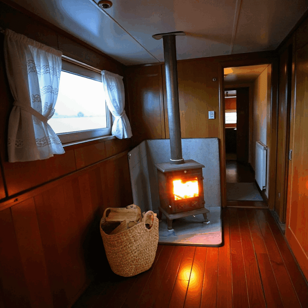 Wood burner aboard a boat