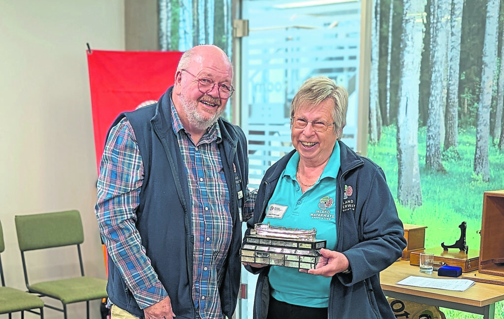 Mike Wills with award winner Helen Whitehouse.
