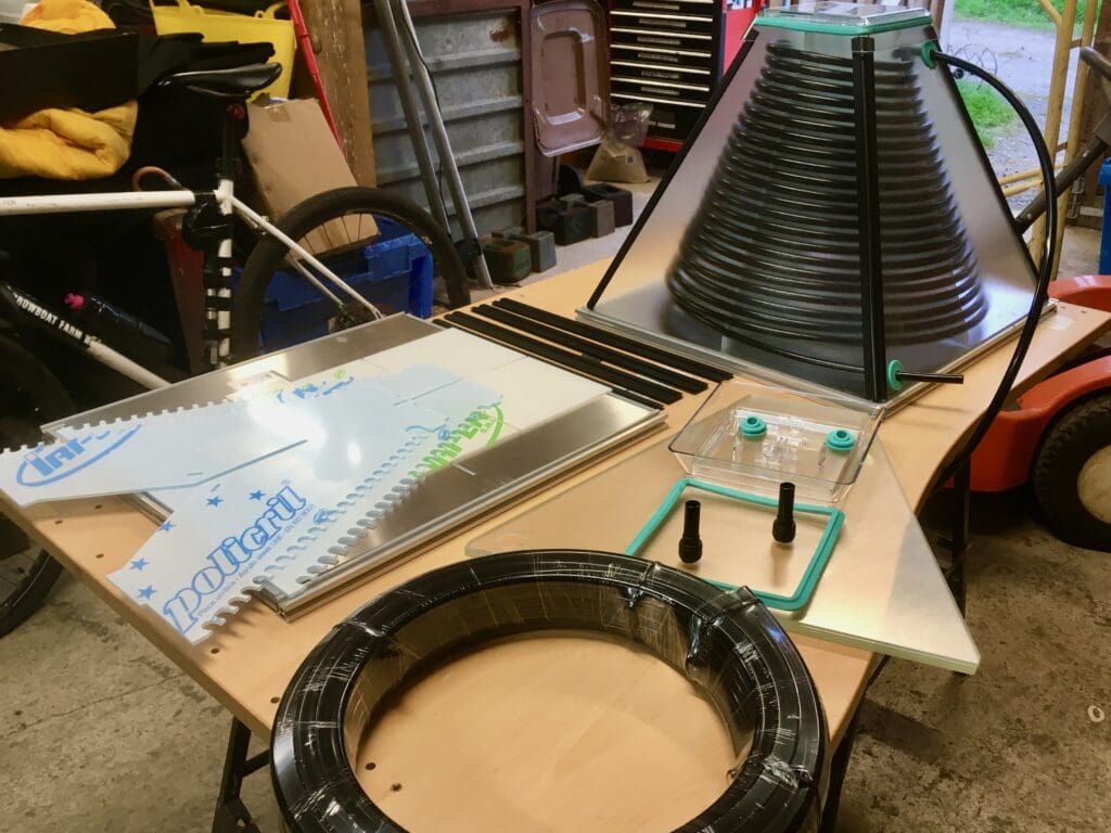 The HelioPro solar collectors arrive in well-packaged flat packs and are easy to assemble.
